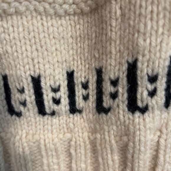 Cowichan Curling style Vintage 1960's Wool Sweater, Bulldozer - Picture 3 of 16